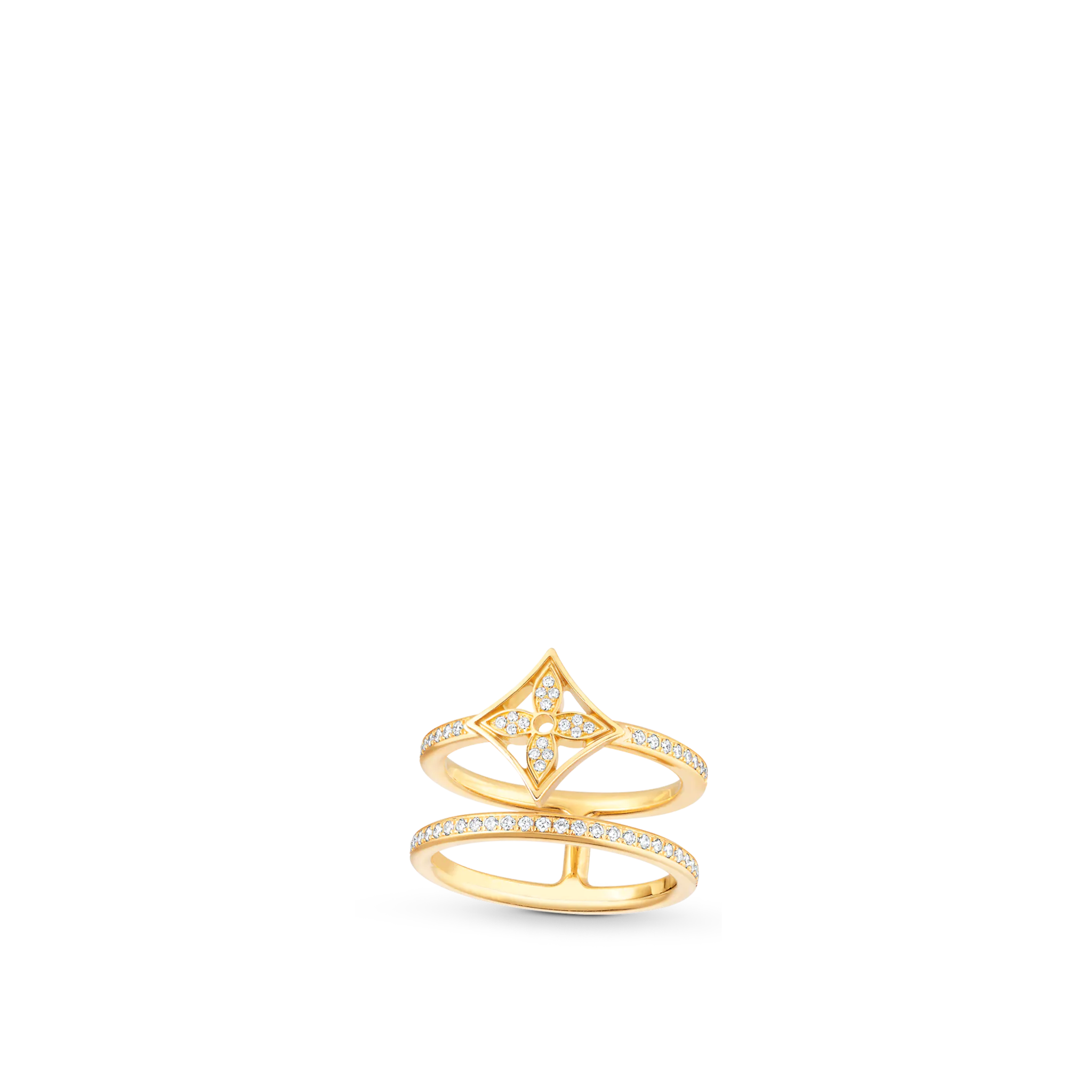 Louis Vuitton Idylle Blossom Two-Row Ring, Yellow Gold And Diamonds