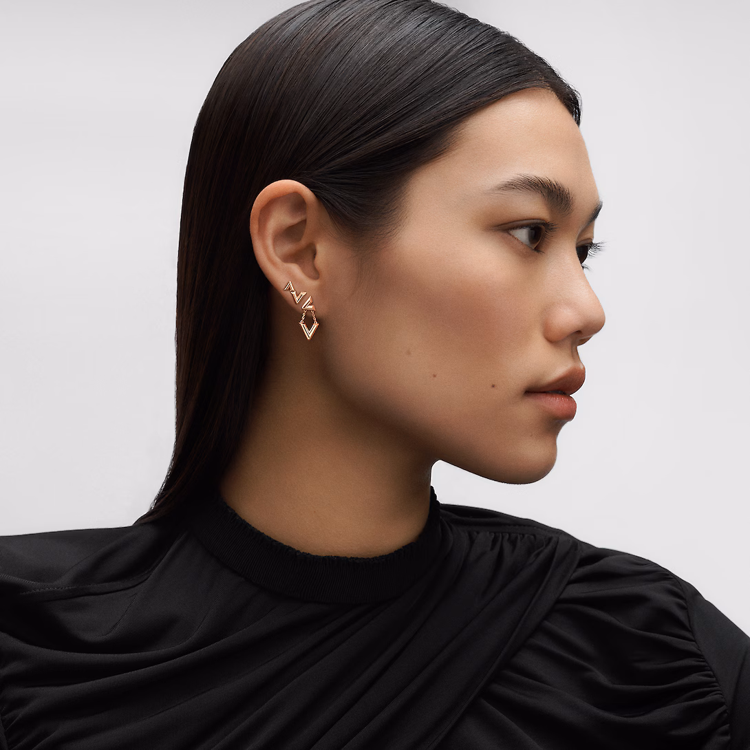 Louis Vuitton Volt Upside Down Earrings, Pink Gold