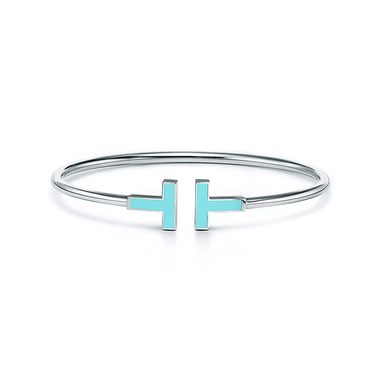 Tiffany & Co. T Turquoise Wire Bracelet in Stainless steel and gold plating White Gold