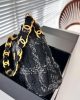 CHANEL Cashmere Tweed Quilted Hobo Black Grey