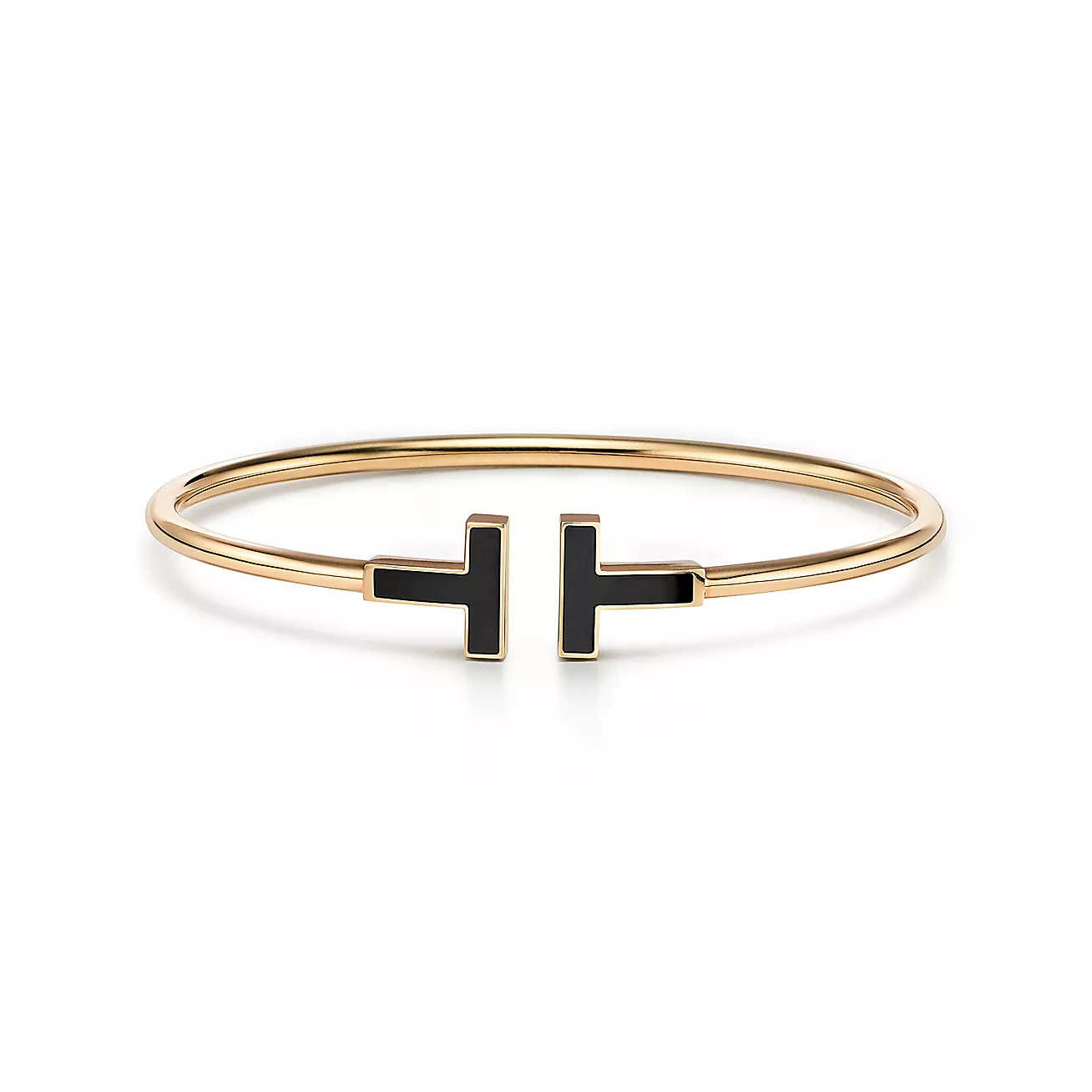 Tiffany & Co. T Black Onyx Wire Bracelet in Stainless steel and gold plating Gold