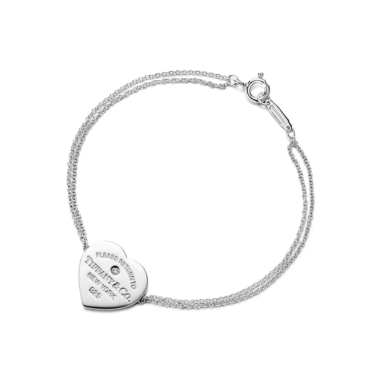 Tiffany & Co. Return to  Heart Double Chain Bracelet in Silver with a Diamond, Small