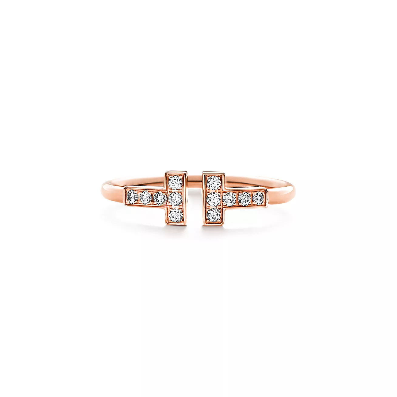 Tiffany & Co. T Diamond Wire Ring in Stainless steel and gold plating Rose Gold