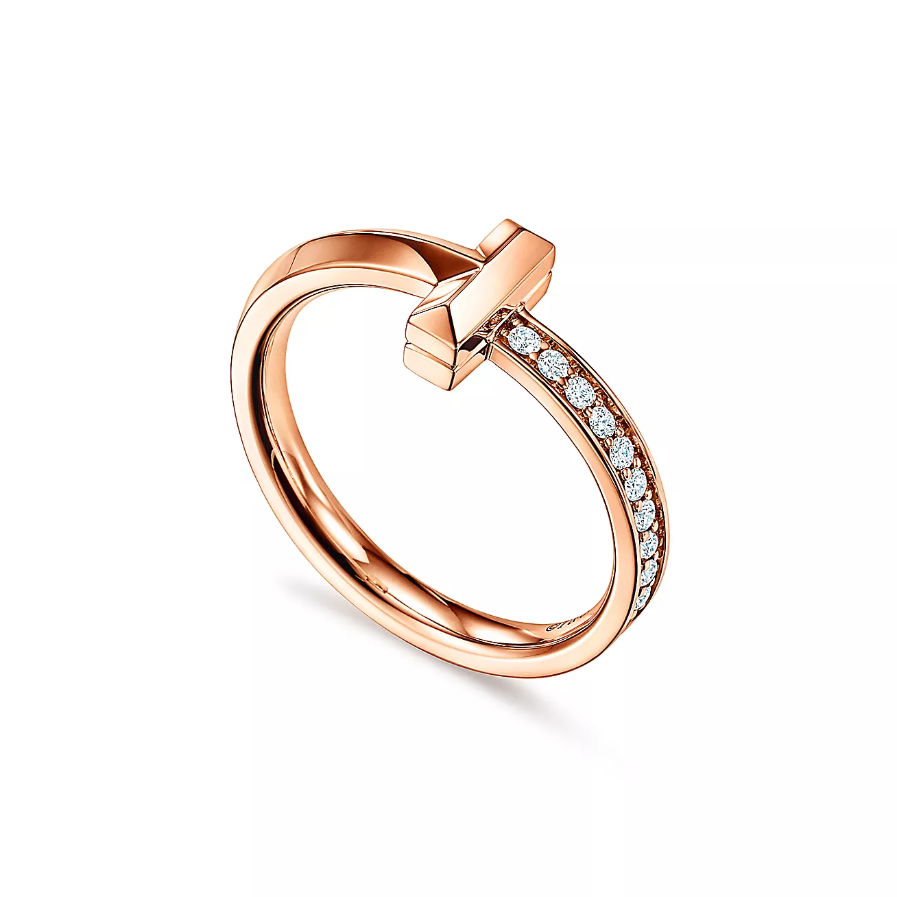 Tiffany & Co. T T1 Ring in Rose Gold with Diamonds, 2.5 mm