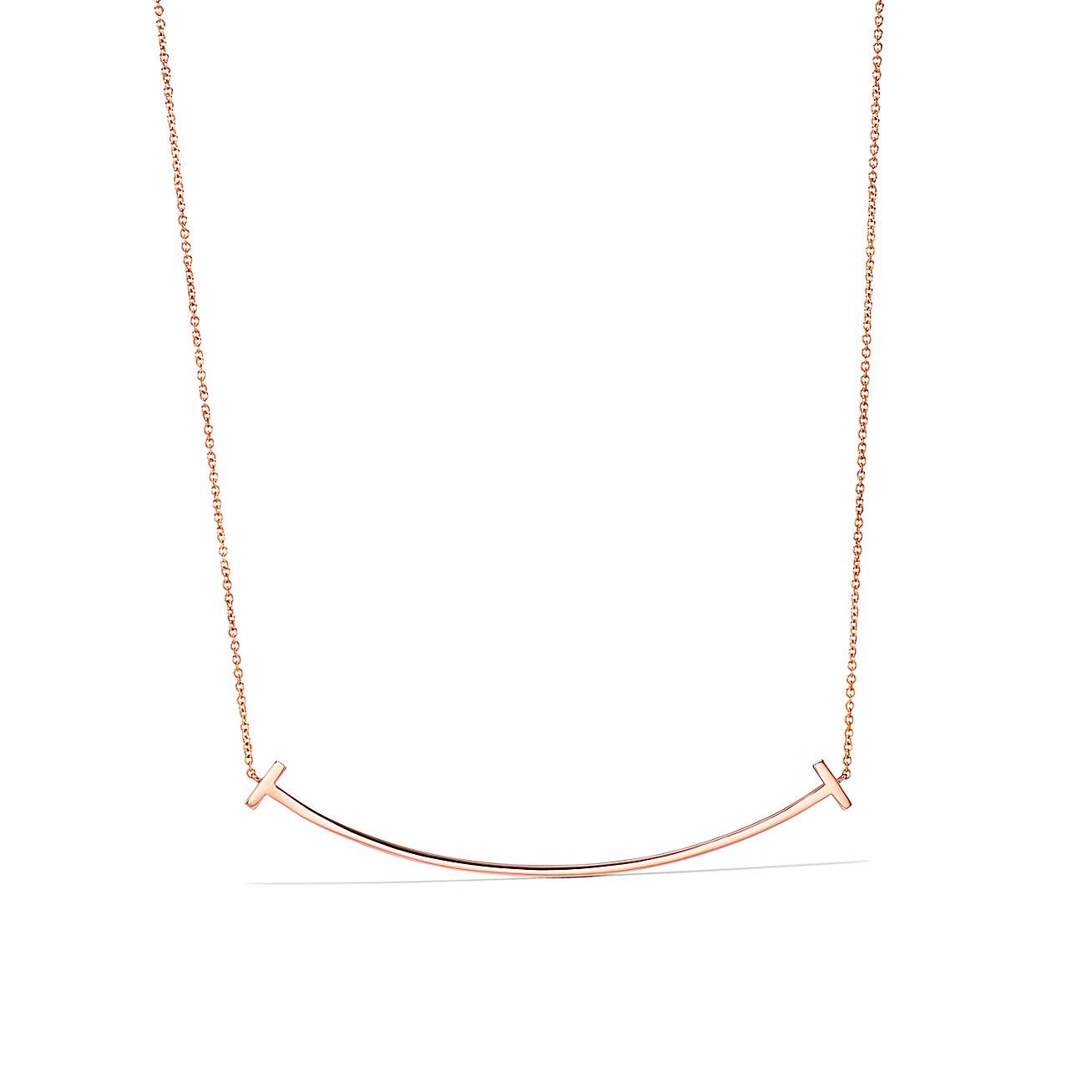 Tiffany & Co. T Smile Pendant in Rose Gold with Diamonds, Large