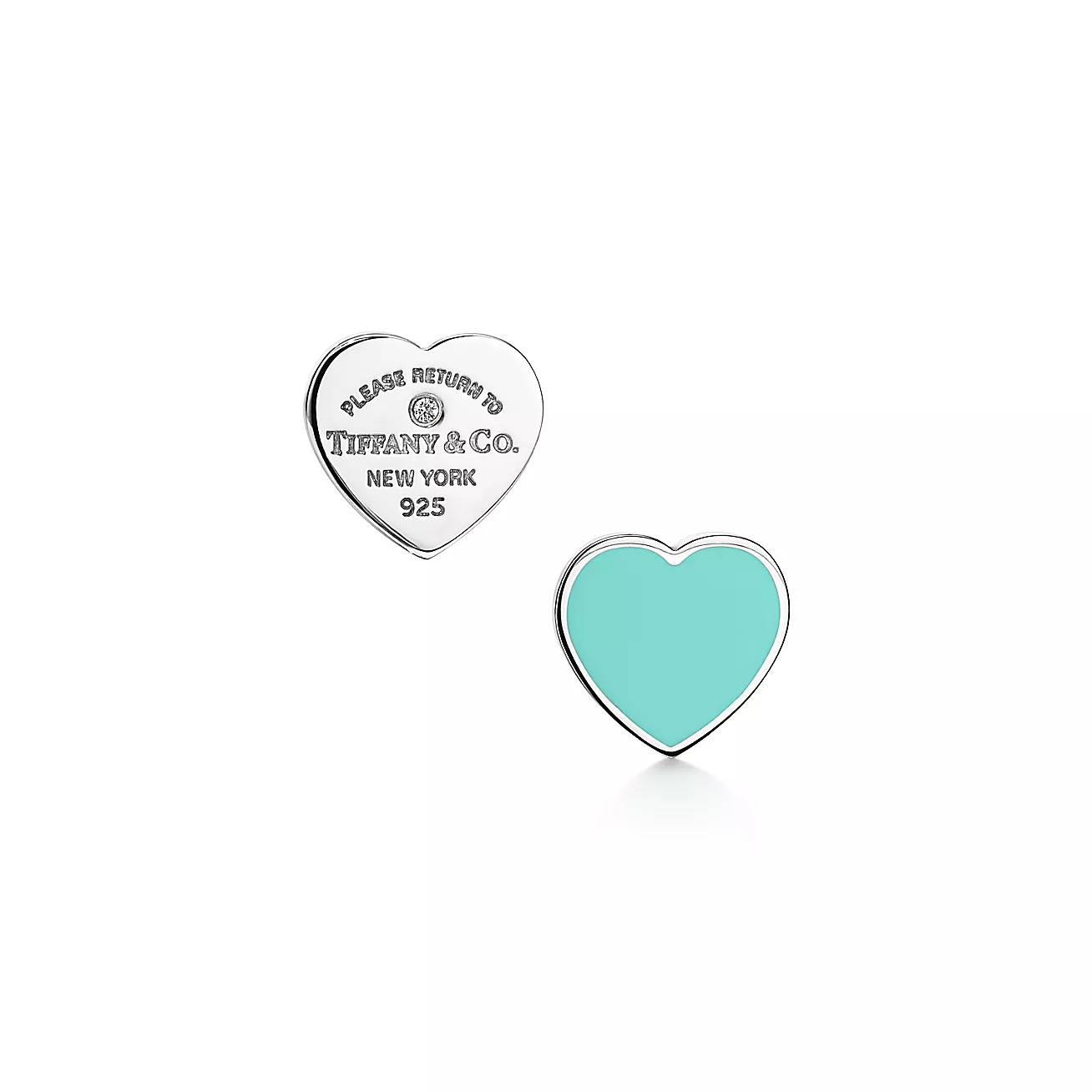 Tiffany & Co. Return to  Earrings in Silver with  Blue and a Diamond, Mini