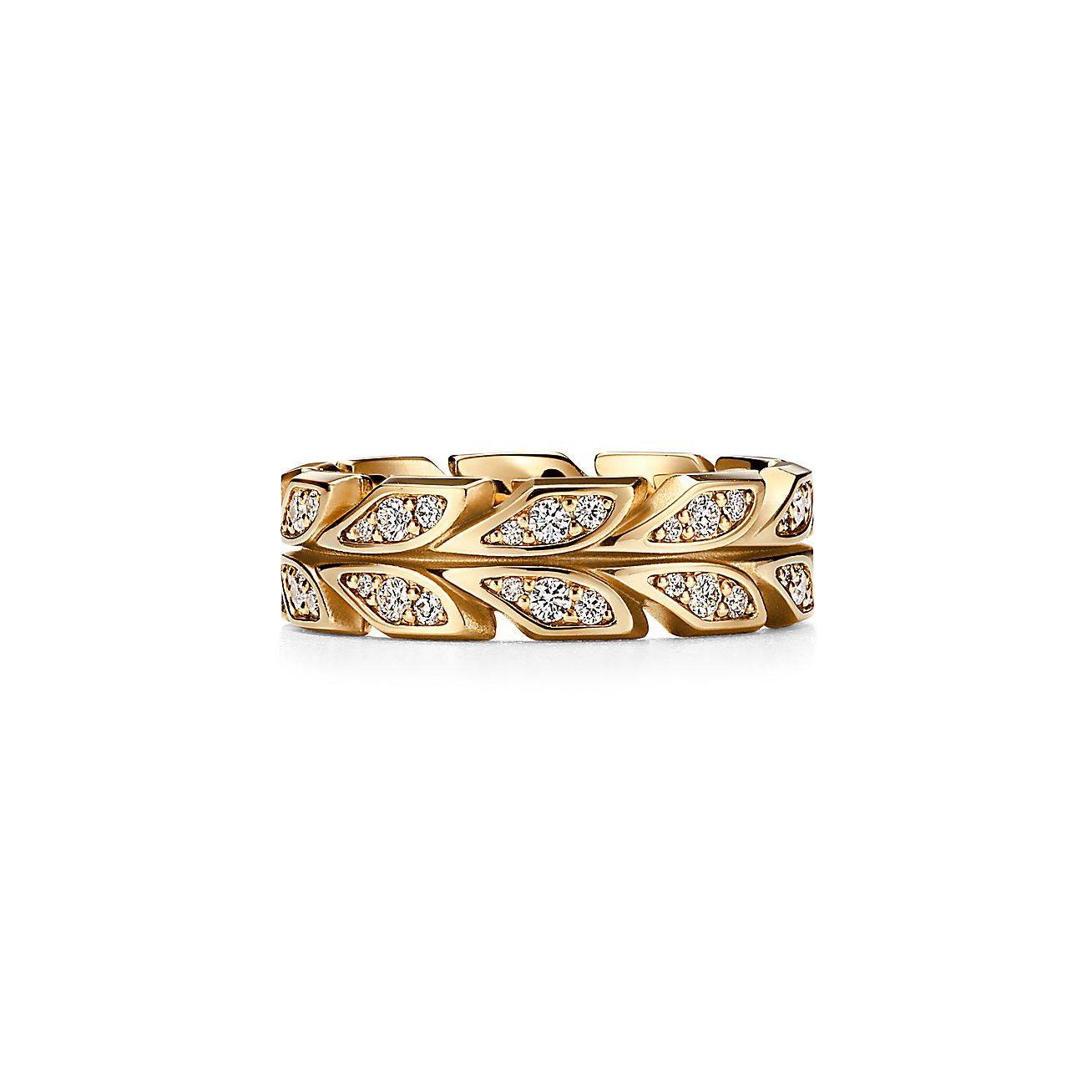 Tiffany & Co. Victoria Vine Band Ring in Yellow Gold with Diamonds, 6 mm Wide