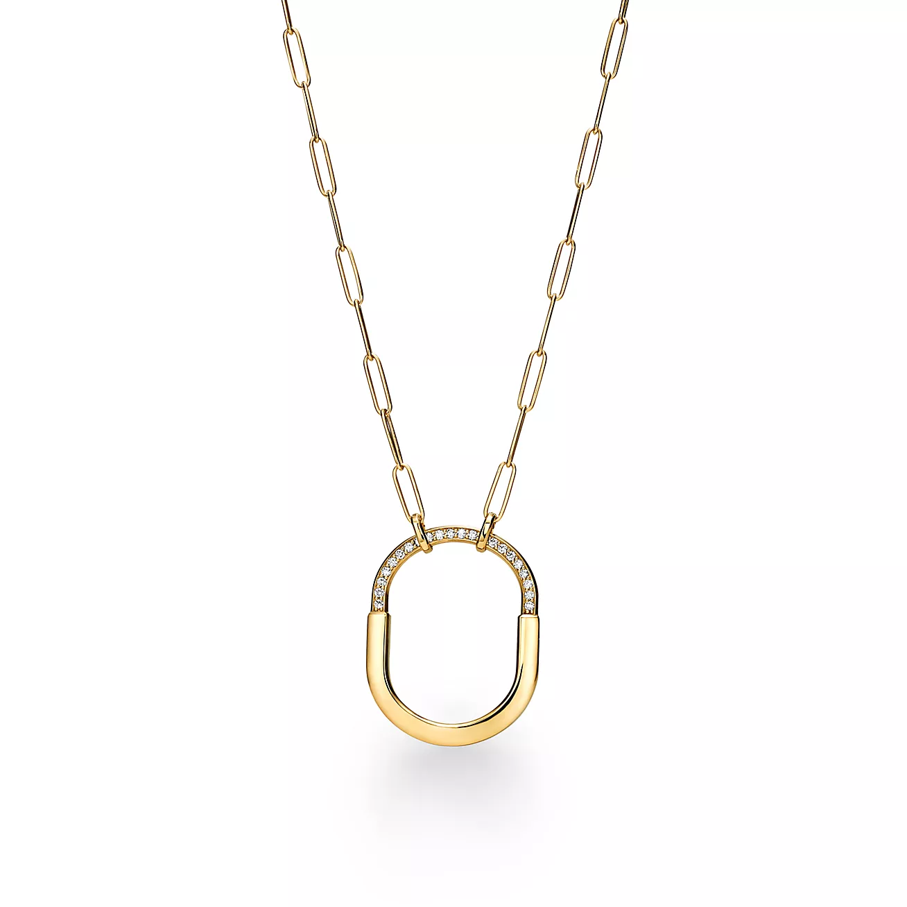Tiffany & Co. Lock Pendant in Yellow Gold with Diamonds, Large