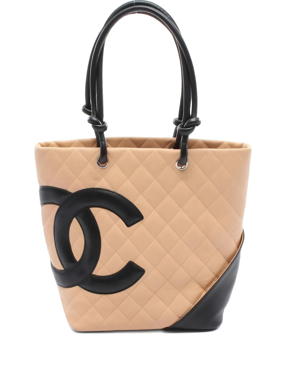 Chanel Brown Quilted Lambskin Leather Medium Cambon Tote