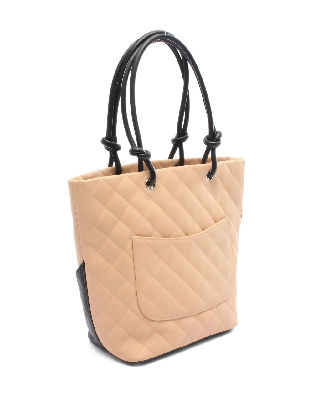 Chanel Brown Quilted Lambskin Leather Medium Cambon Tote