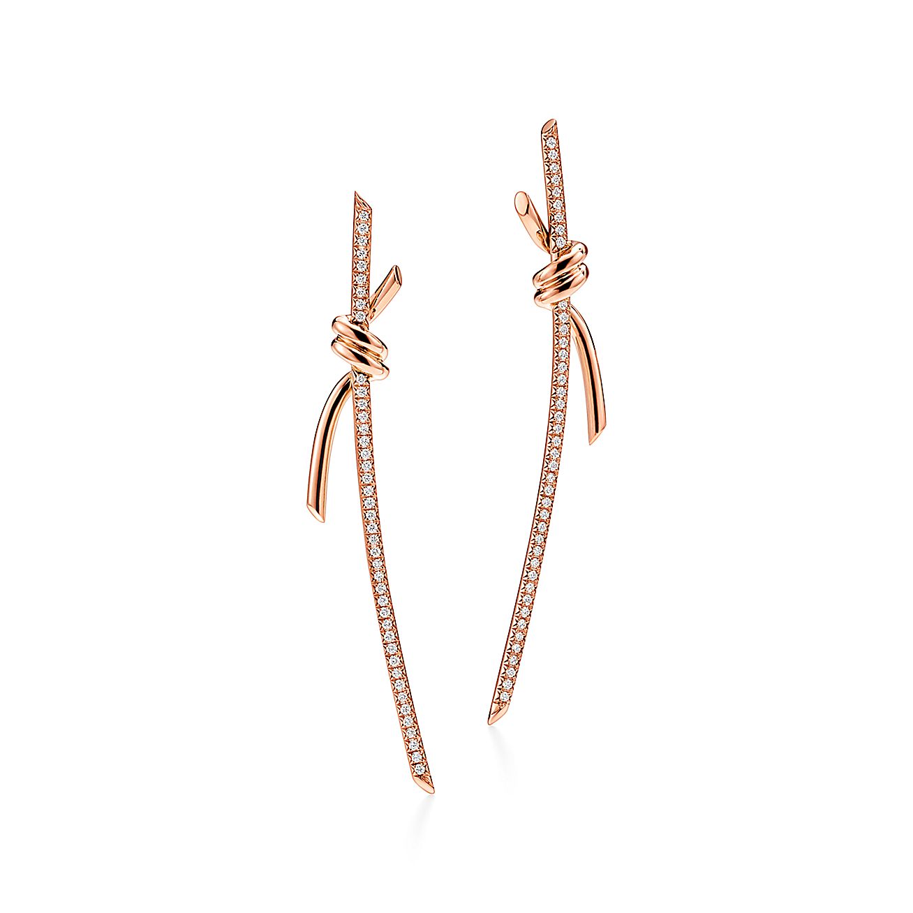 Tiffany & Co. Knot Drop Earrings in Rose Gold with Diamonds
