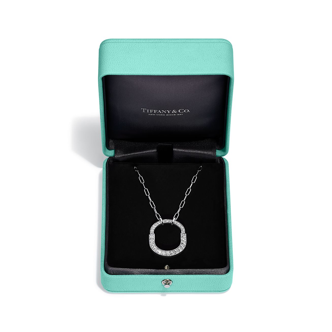 Tiffany & Co. Lock Pendant in White Gold with Pave Diamonds, Medium