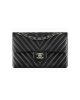 Chanel Classic Chevron Tweed Medium Flap Silver