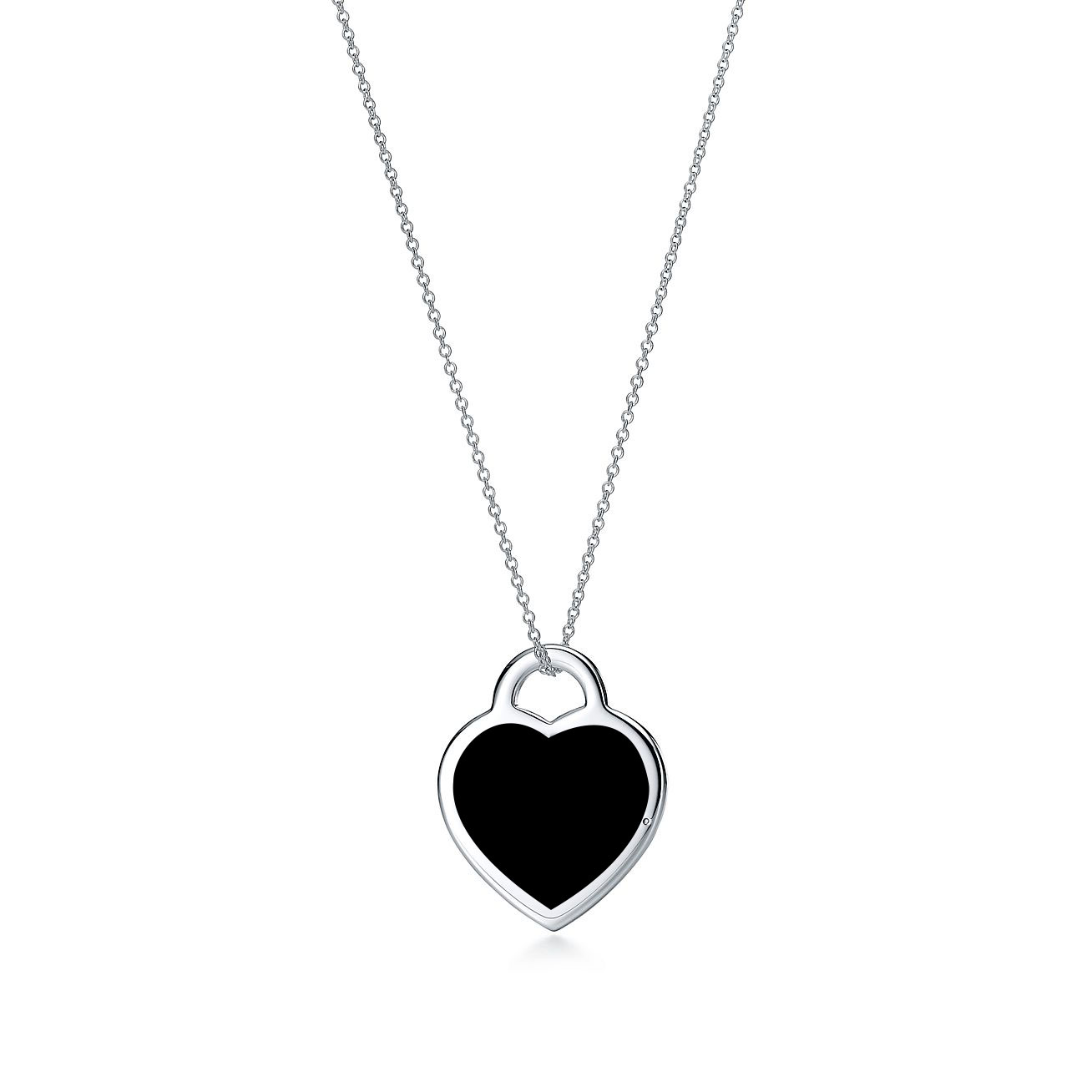 Tiffany & Co. Return to  Black Heart Tag Pendant in Silver, Medium