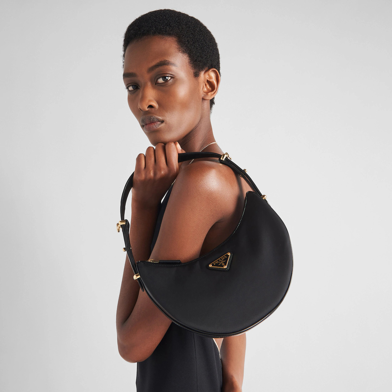 Arque Re-Nylon and brushed leather shoulder bag