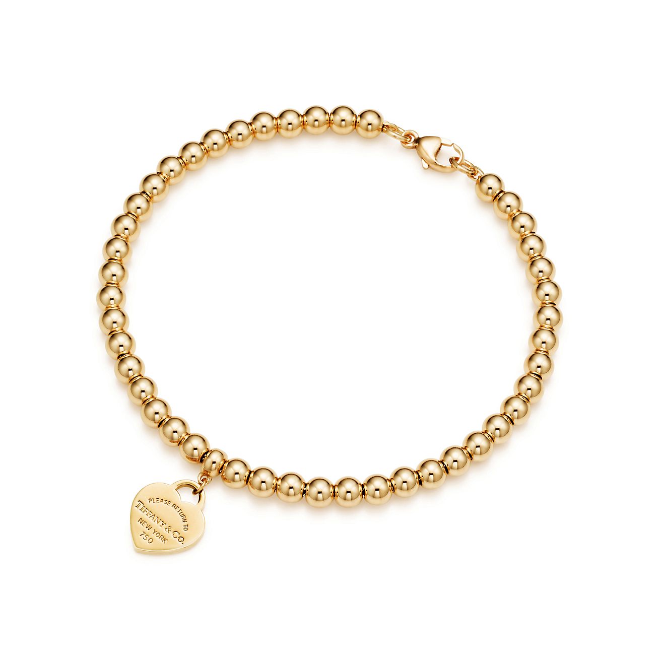 Tiffany & Co. Return to  Heart Tag Bead Bracelet in Yellow Gold