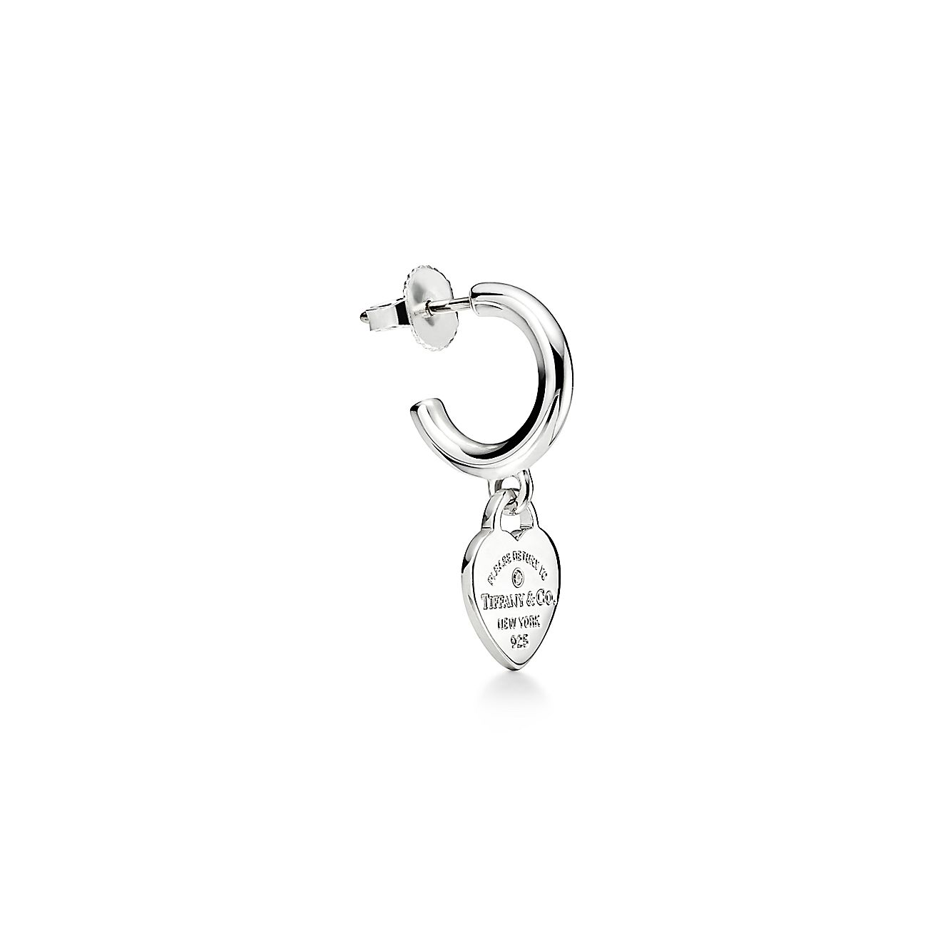 Tiffany & Co. Return to  Hoop Earrings in Sterling Silver with Diamonds, Mini
