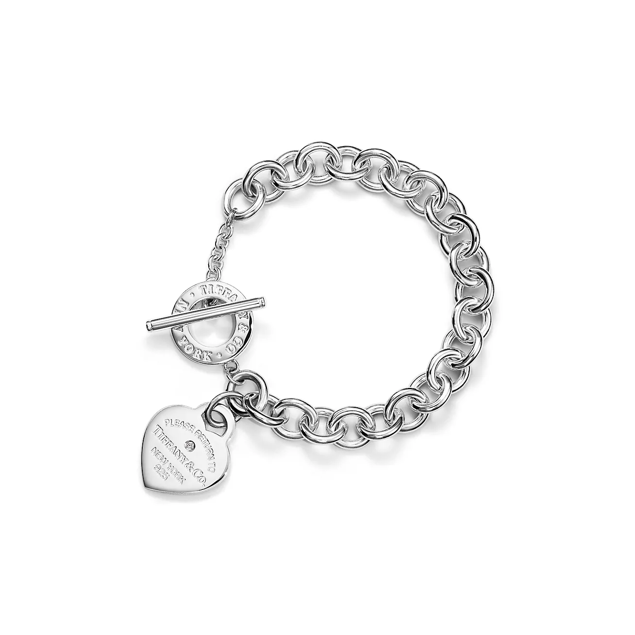 Tiffany & Co. Return to  Heart Tag Bracelet in Silver with a Diamond, Medium