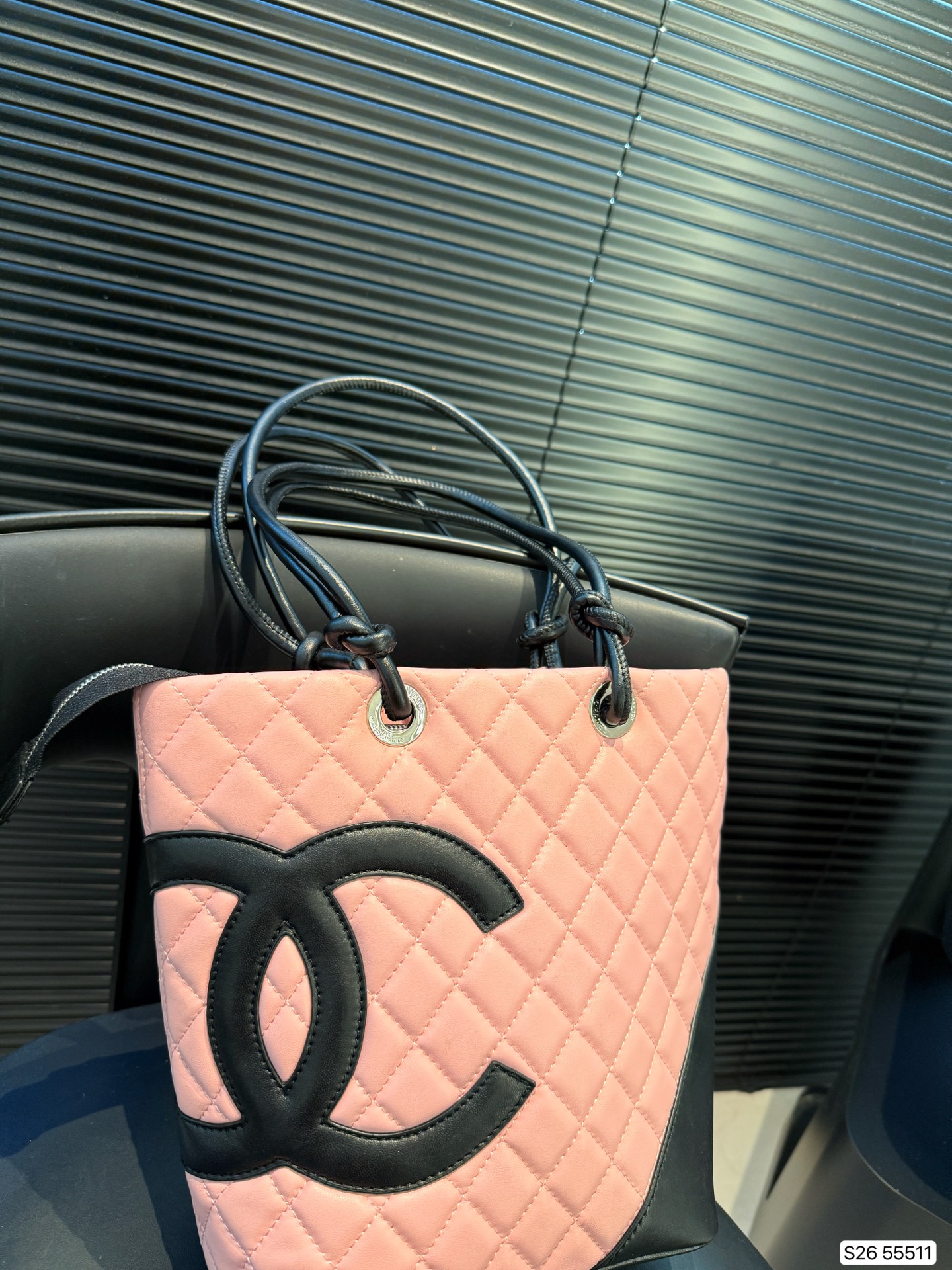 Chanel Pink Quilted Lambskin Leather Medium Cambon Tote