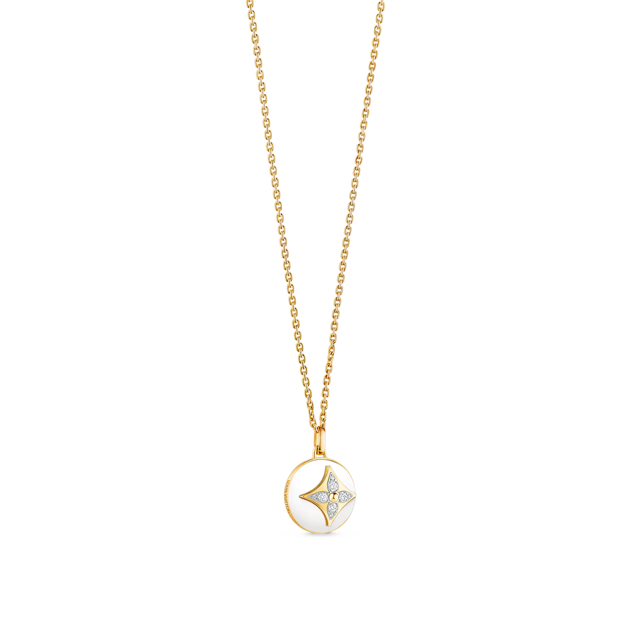 Louis Vuitton B Blossom Medallion, Yellow Gold, White Gold, White Agate And Diamonds