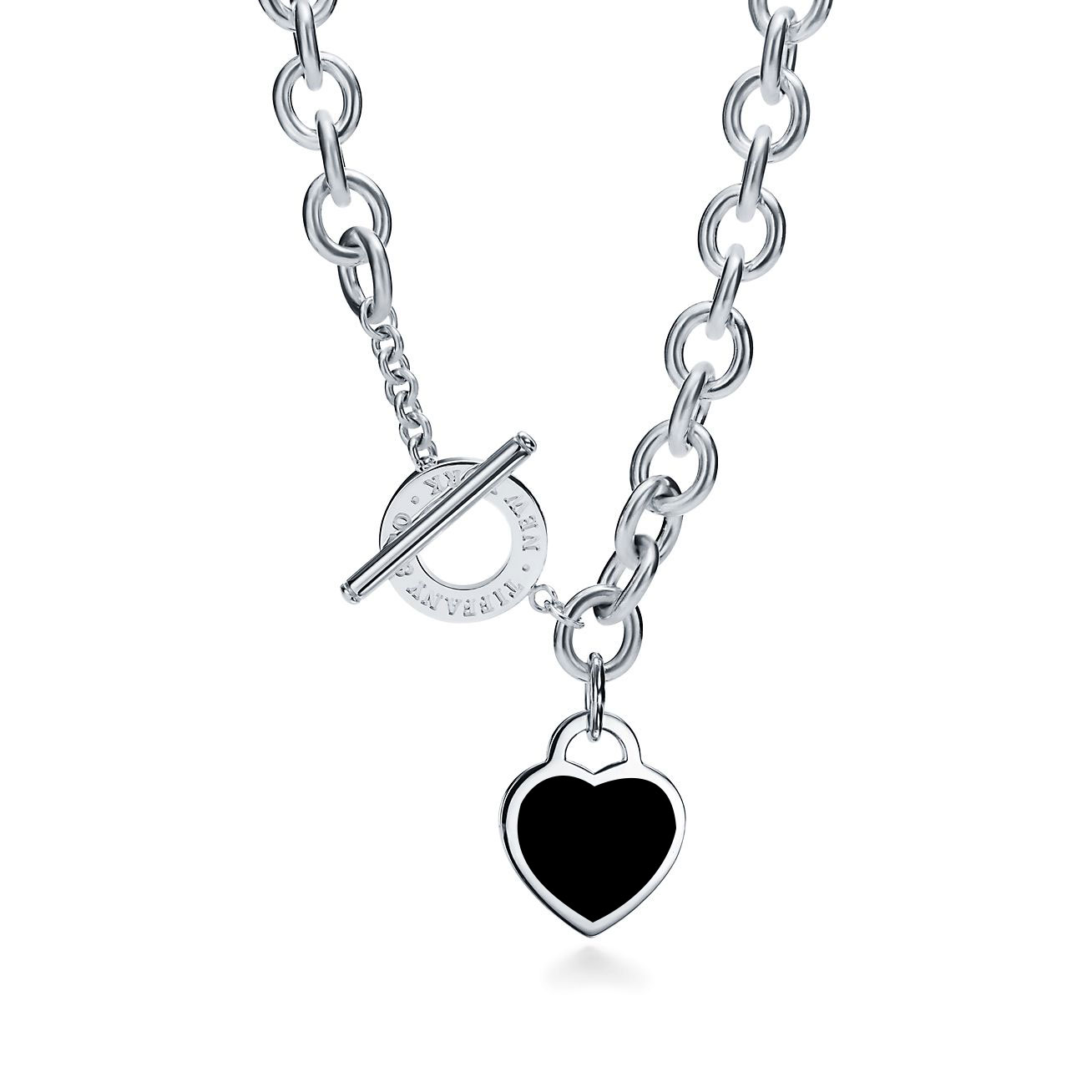 Tiffany & Co. Return to  Heart Tag Toggle Black Necklace in Silver