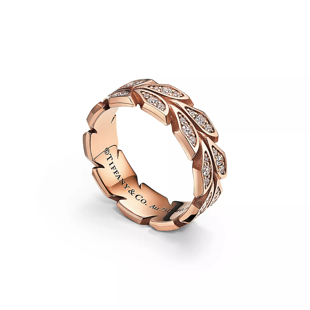 Tiffany & Co. Victoria Vine Band Ring in Rose Gold with Diamonds, 6 mm Wide