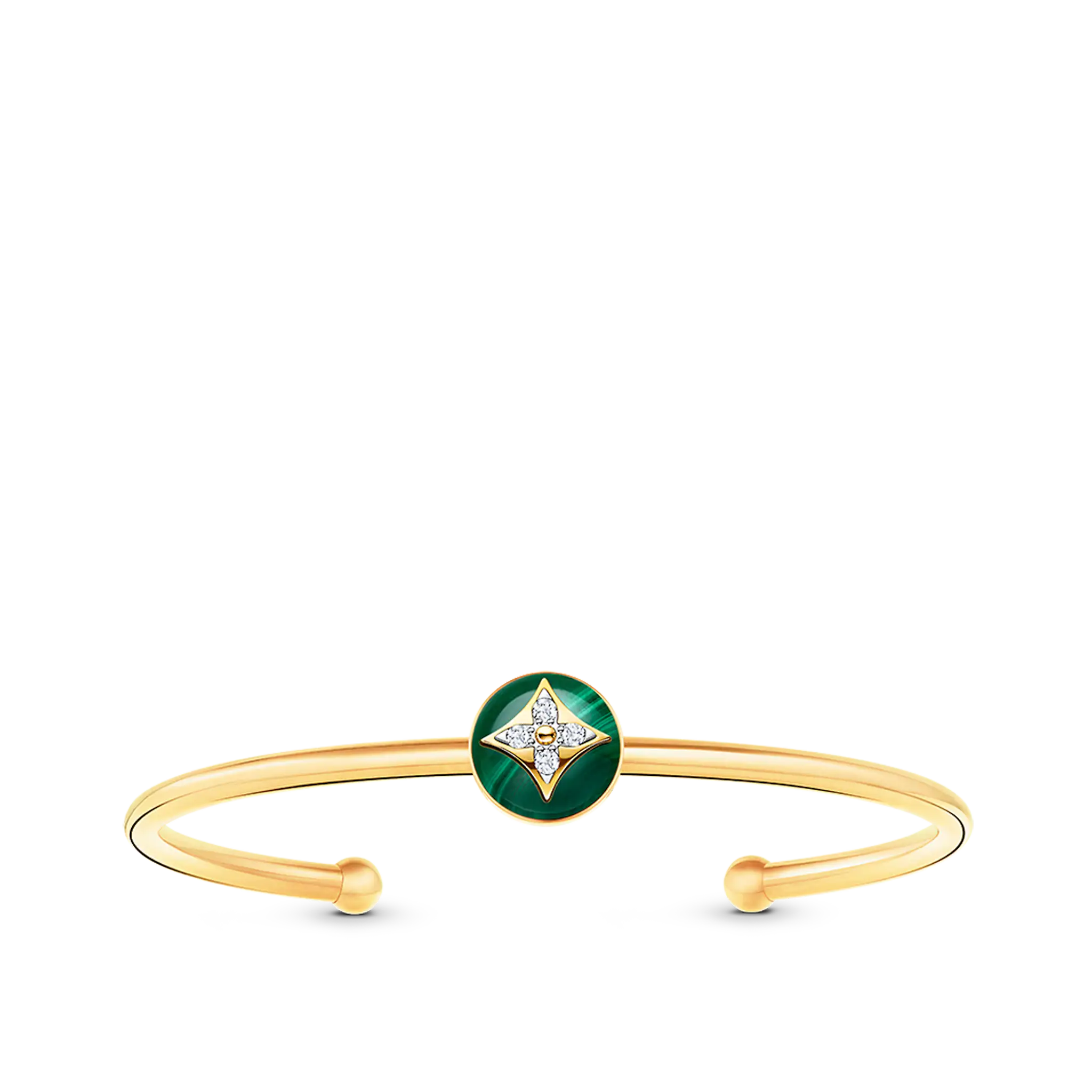 Louis Vuitton B Blossom Open Bangle, Yellow Gold, White Gold, Malachite And Diamonds