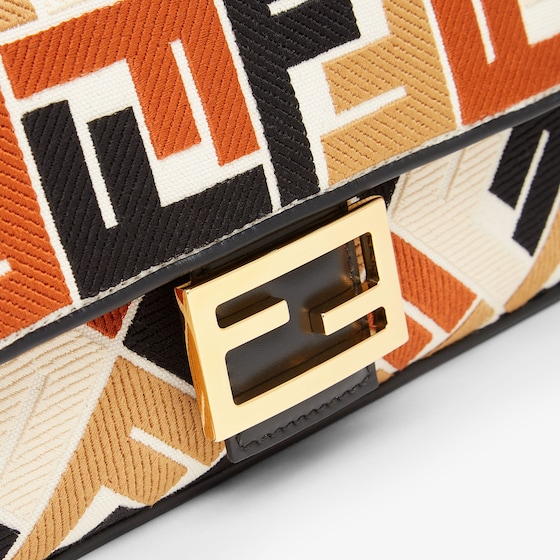 Fendi Baguette Multicolor canvas bag with FF embroidery