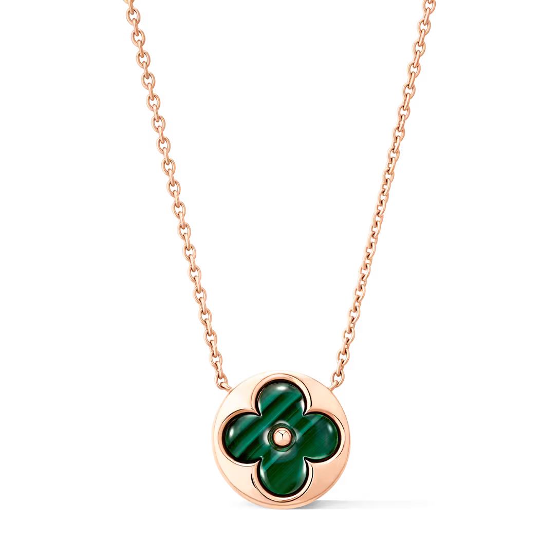 Louis Vuitton Color Blossom M Sun Pendant, Pink Gold and Malachite Q03792
