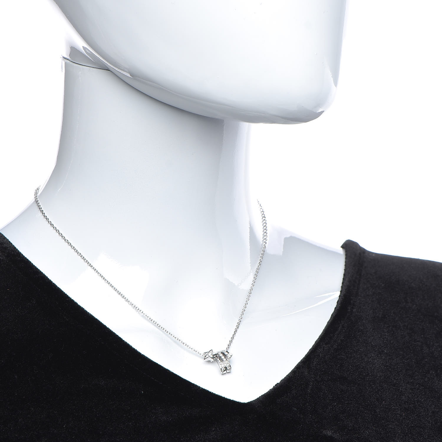 Stainless steel and gold plating White Gold Diamond Etoile Filante Pendant Necklace