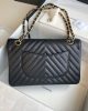 Chanel Classic Chevron Tweed Medium Flap Glod