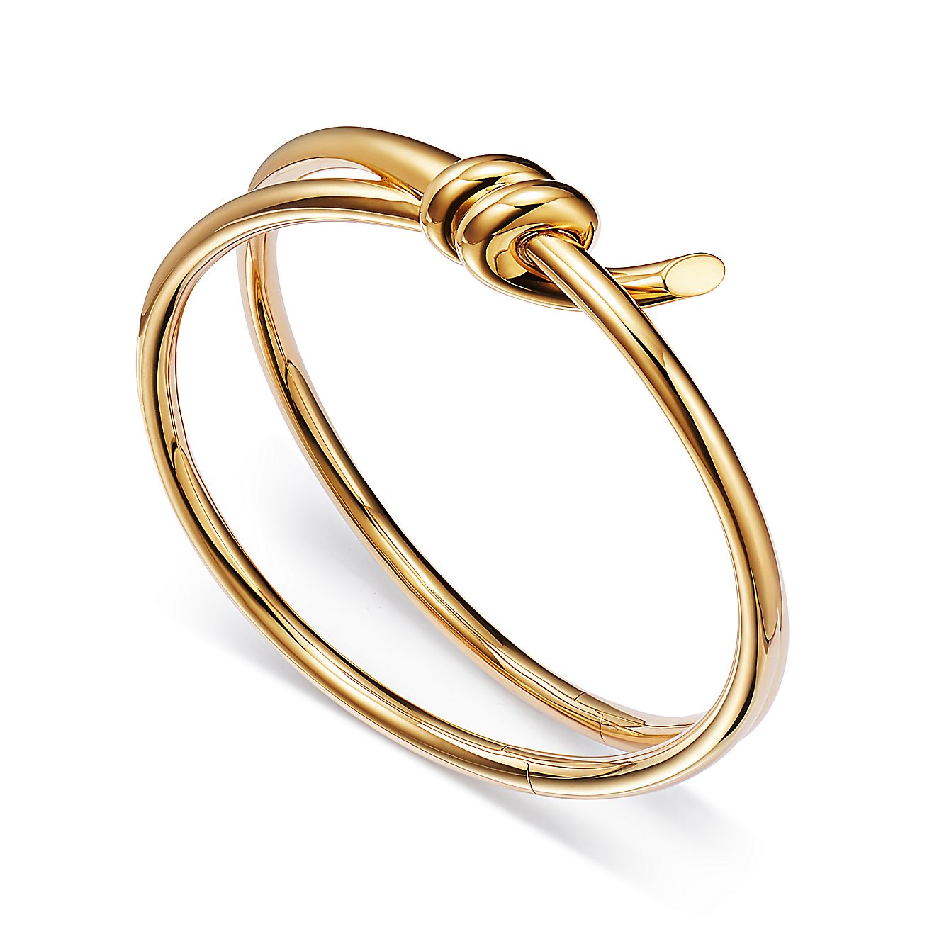 Knot Double Row Hinged Bangle in Yellow Gold