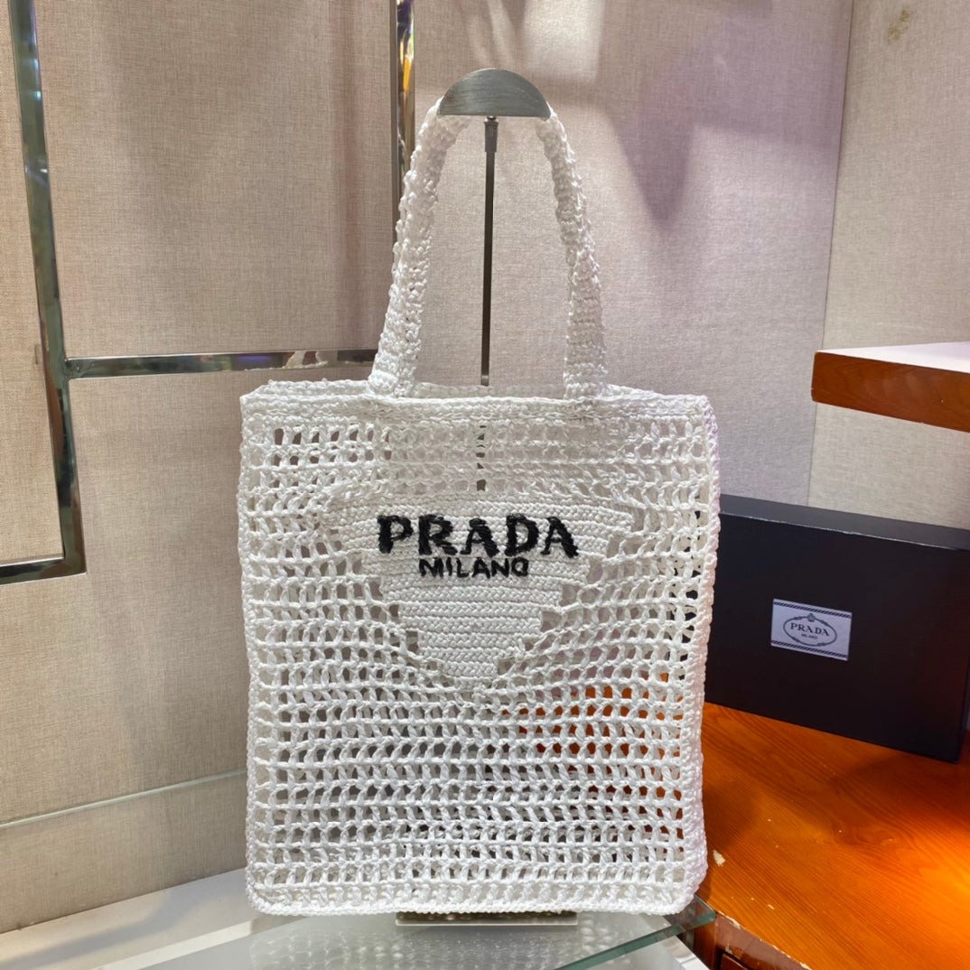 Prada Raffia Tote Bag