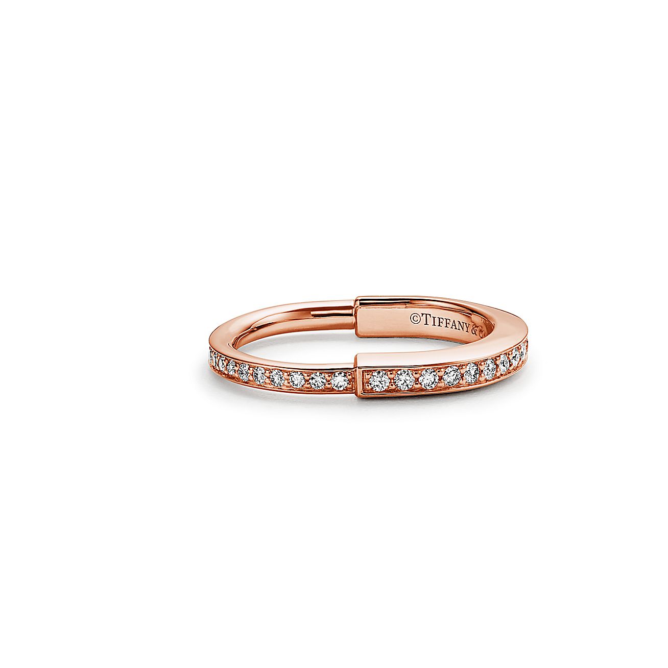 Tiffany & Co. Lock Ring in Rose Gold with Pave Diamonds