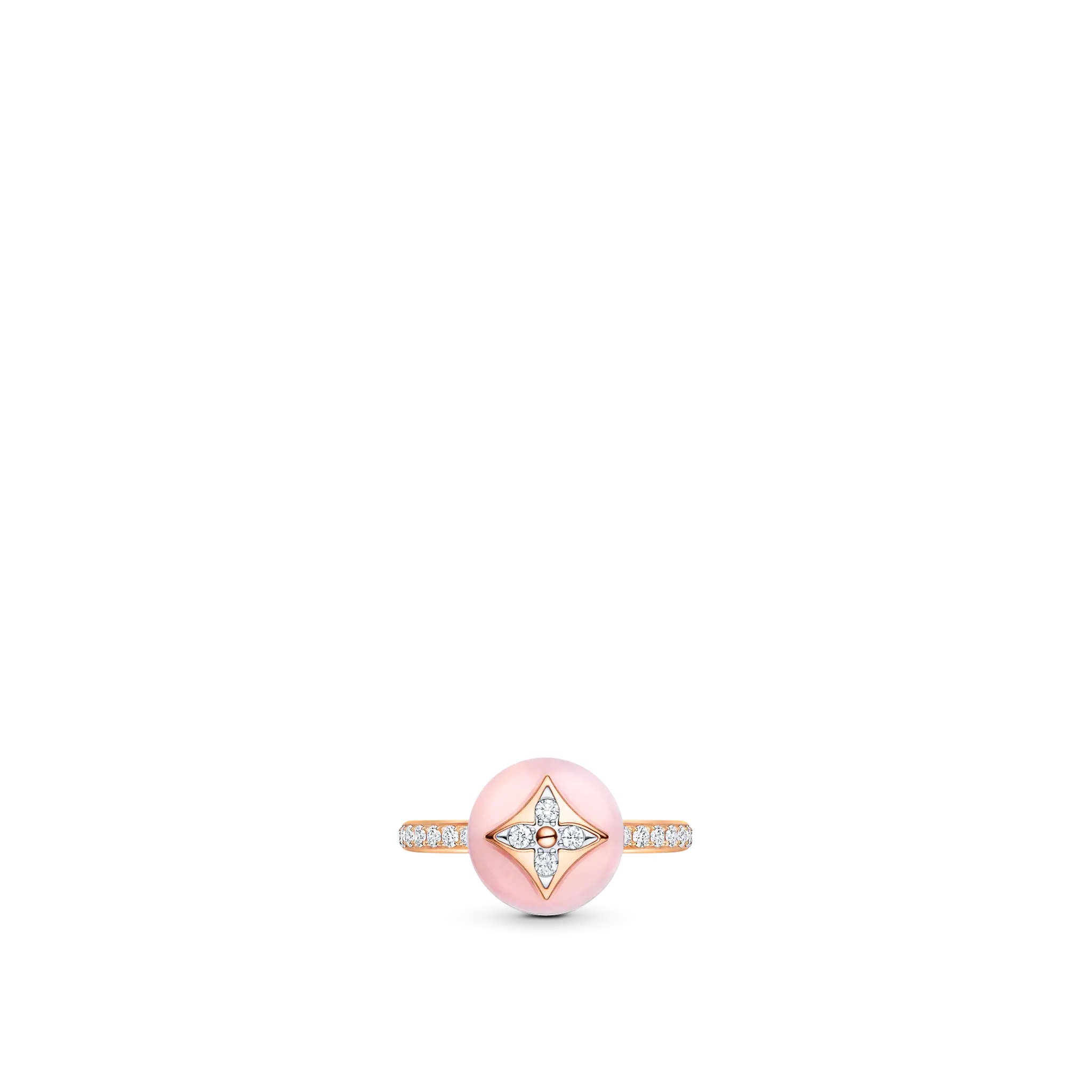 Louis Vuitton B Blossom Ring, Pink Gold, White Gold, Pink Opal And Pave Diamond