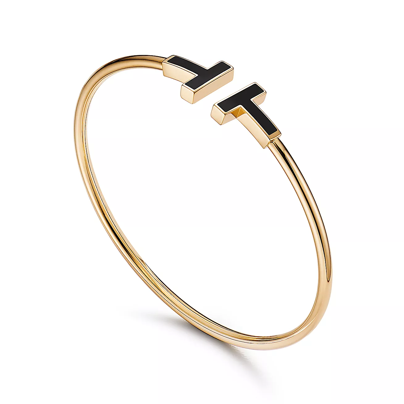 Tiffany & Co. T Black Onyx Wire Bracelet in Stainless steel and gold plating Gold