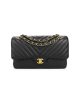 Chanel Classic Chevron Tweed Medium Flap Glod