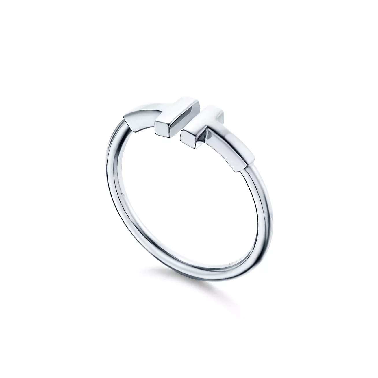 Tiffany & Co. T Wire Ring in Stainless steel and gold plating White Gold