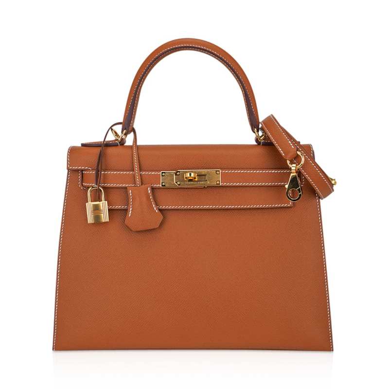 Kelly 28 Sellier Bag Gold Epsom Leather with Gold Hardware