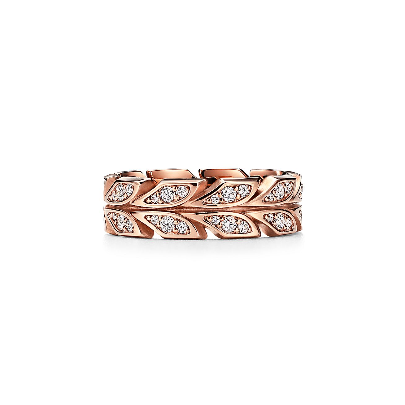 Tiffany & Co. Victoria Vine Band Ring in Rose Gold with Diamonds, 6 mm Wide