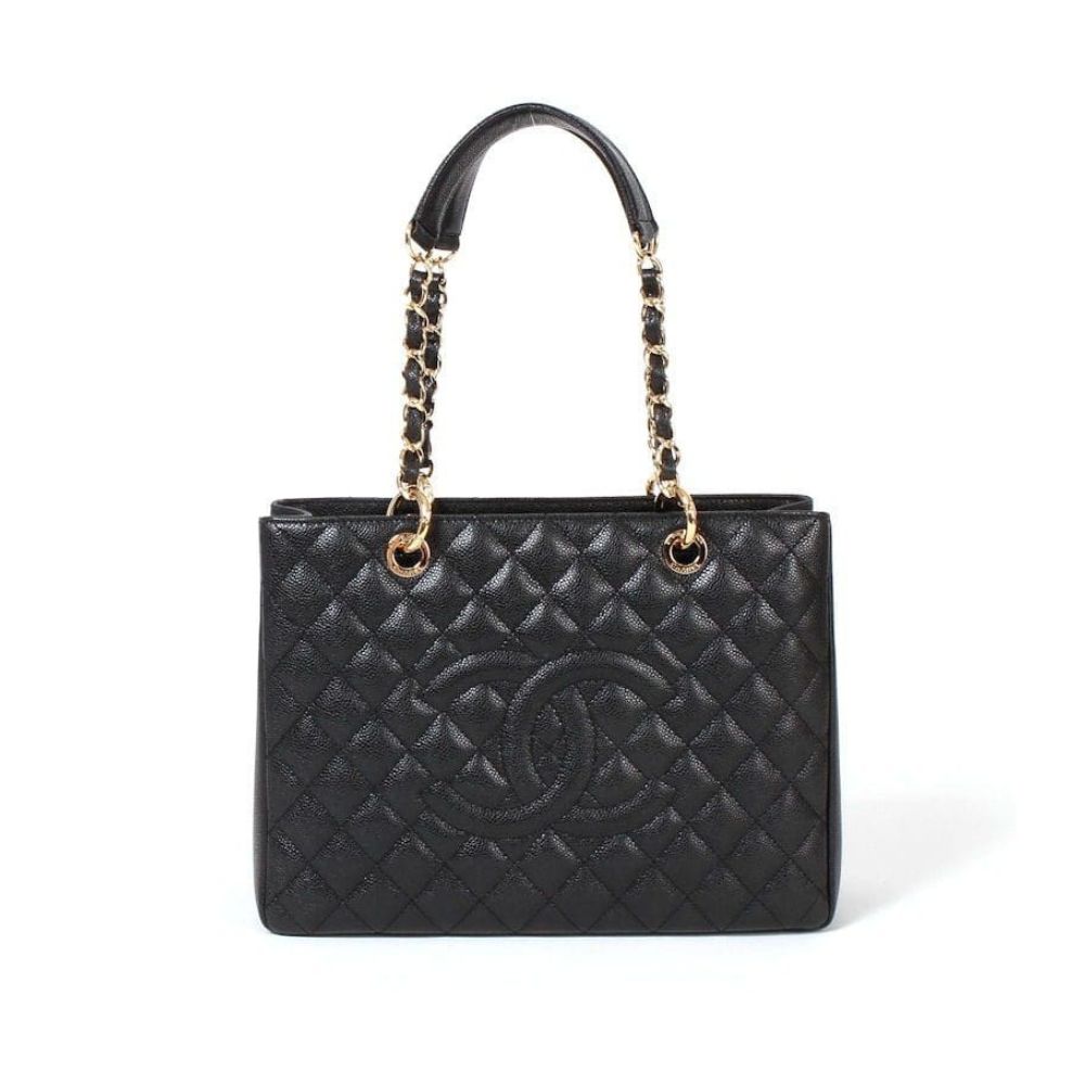 Chanel Grand Shopping Tote Black Caviar Silver Hardware