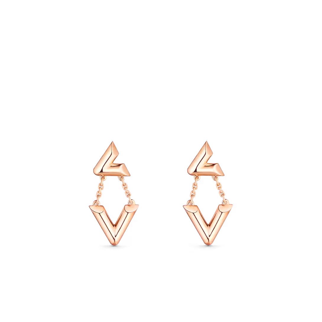 Louis Vuitton Volt Upside Down Earrings, Pink Gold