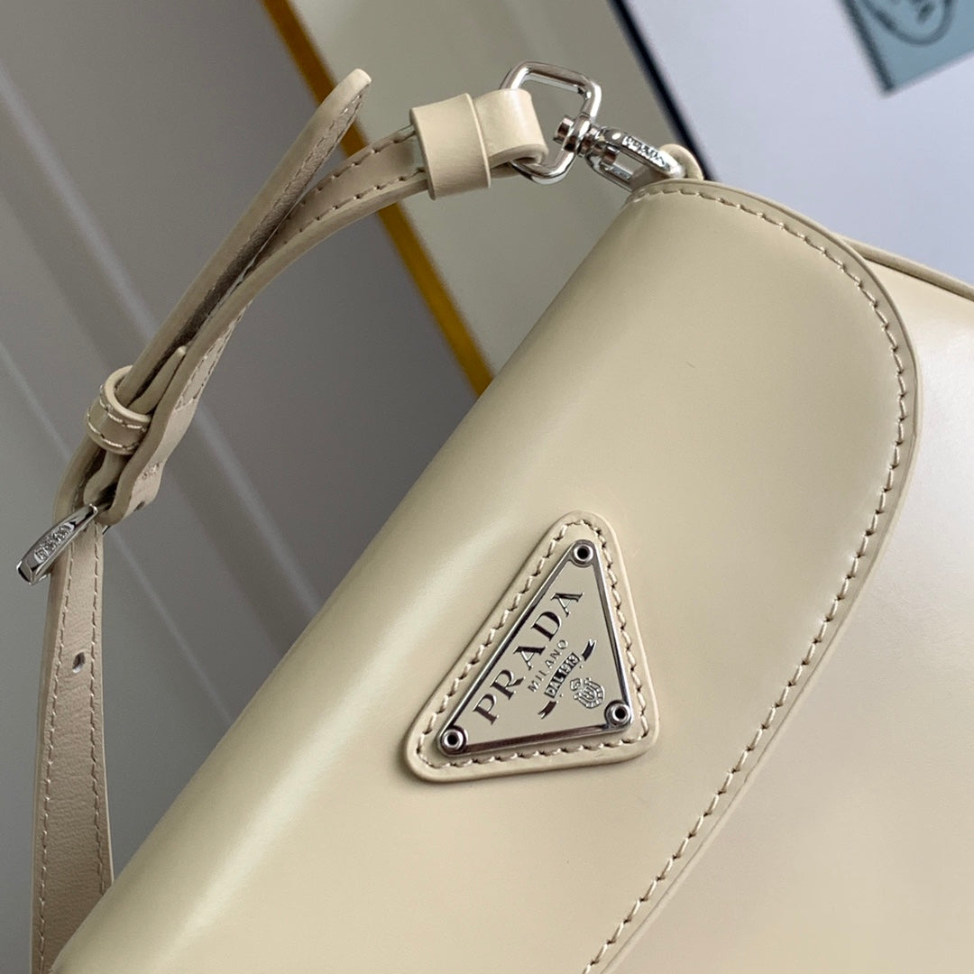 Prada Cleo brushed Leather Shoulder Bag With Flap