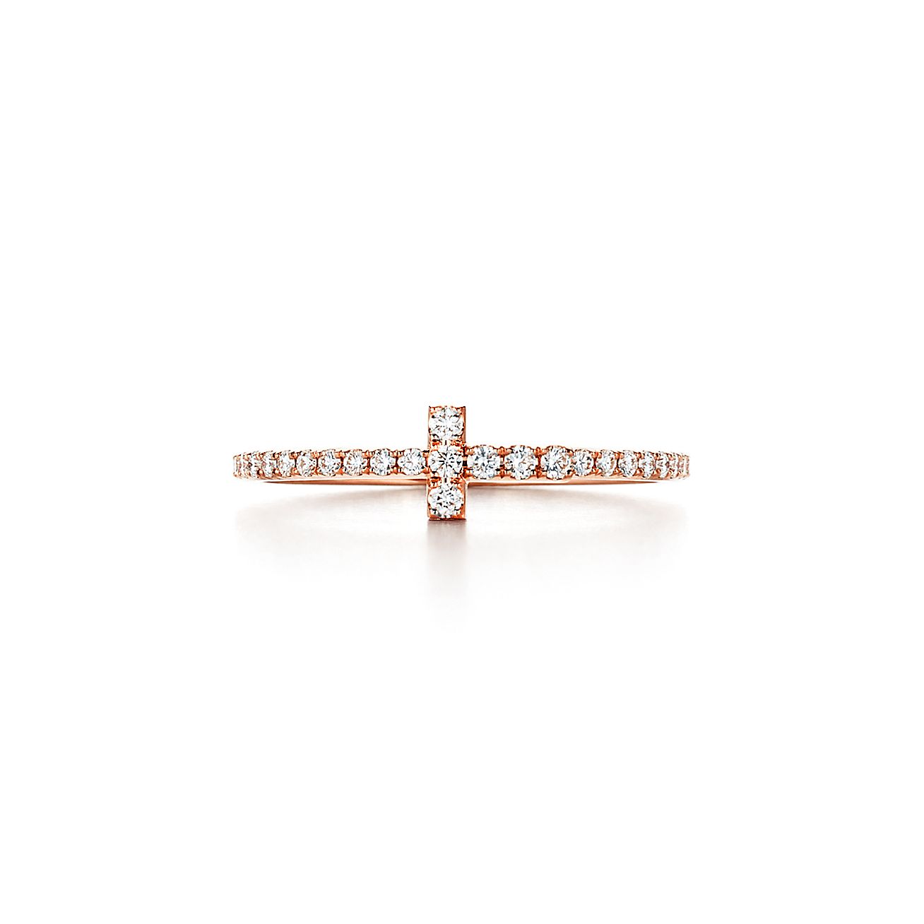 Tiffany & Co. T Diamond Wire Band Ring in Stainless steel and gold plating Rose Gold