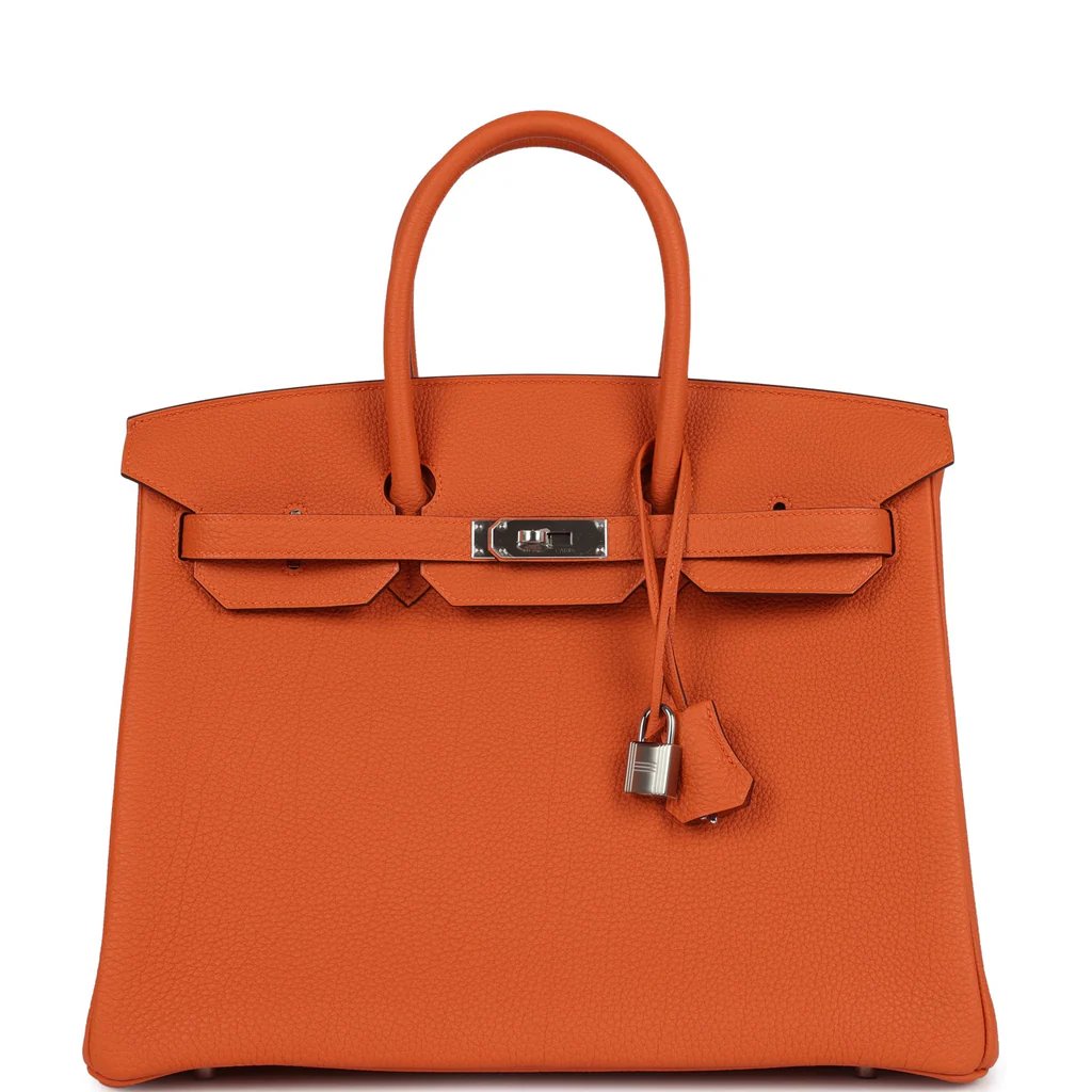 Birkin 25 Orange Togo Palladium Hardware