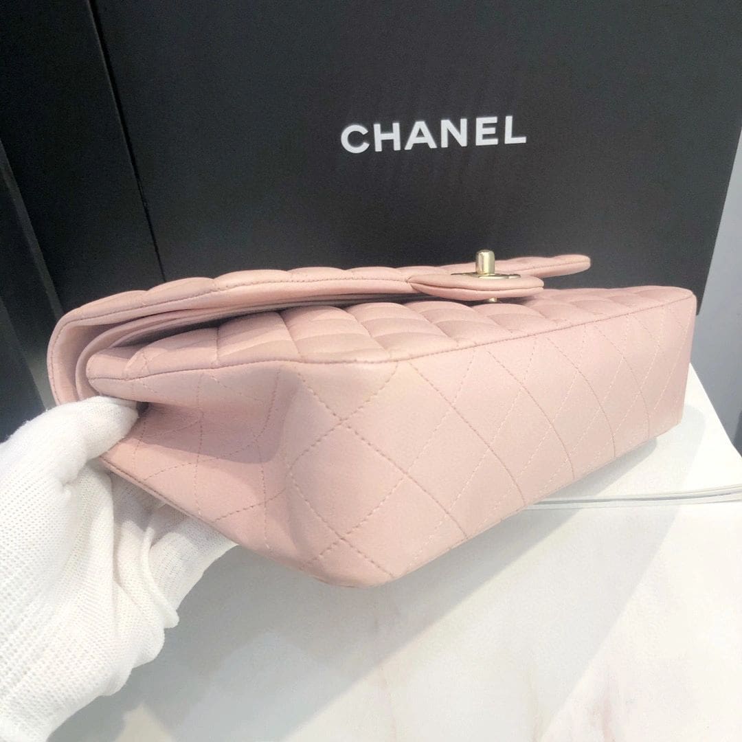 Chanel Medium Classic Double Flap Light Pink Caviar Light Gold Hardware