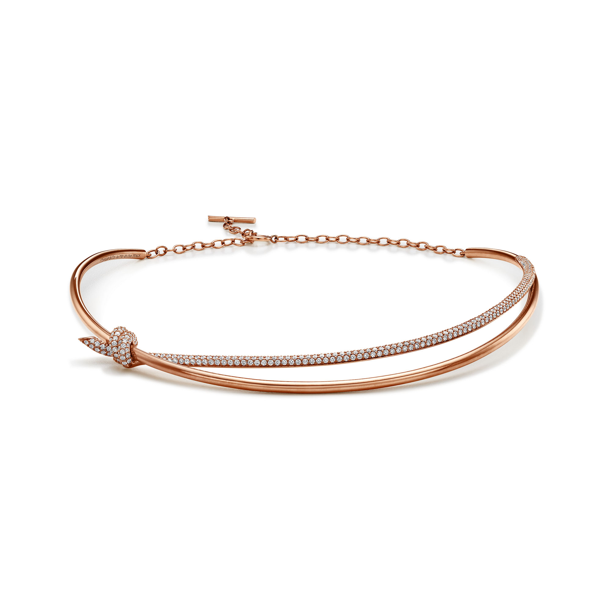 Tiffany & Co. Knot Double Row Necklace in Rose Gold with Diamonds