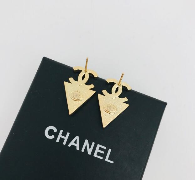 Double C diamond triangle earrings