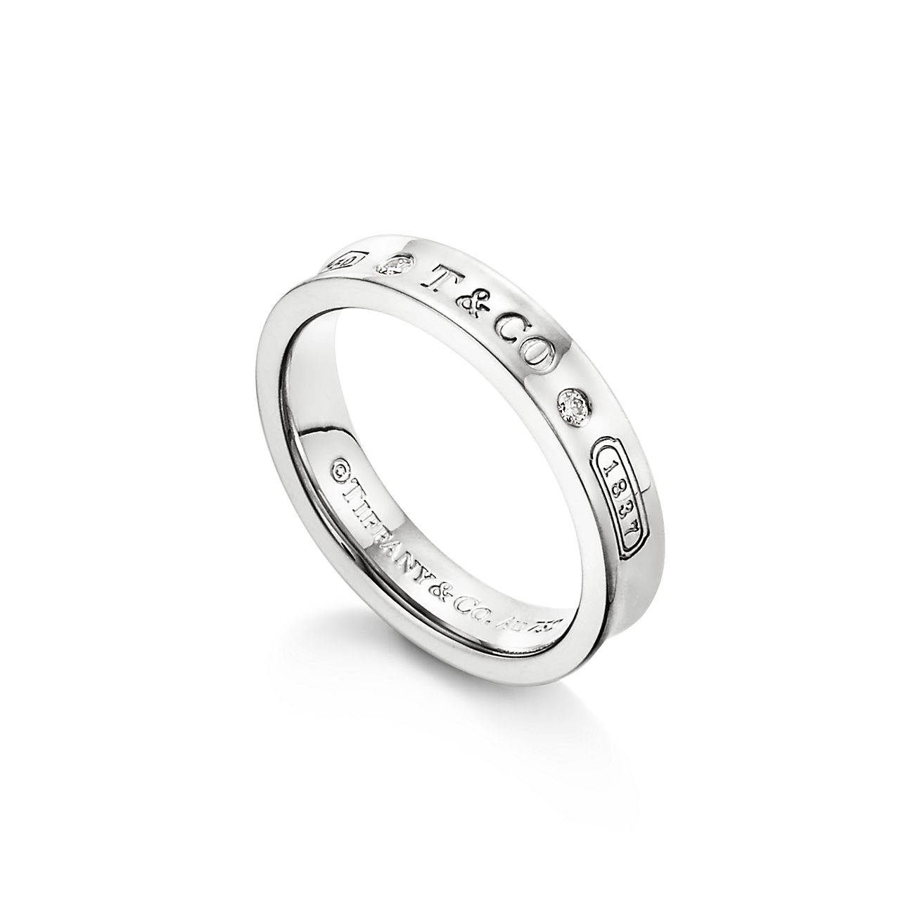 Tiffany & Co. 1837 Ring in White Gold with Diamonds, Narrow