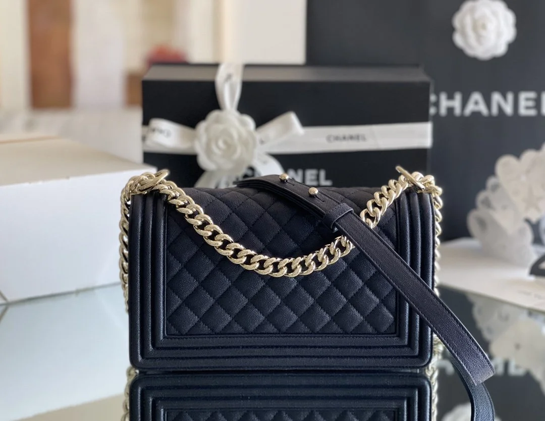 Chanel Medium Boy Handbag Dark Blue For Women 9.8in/25cm A67086